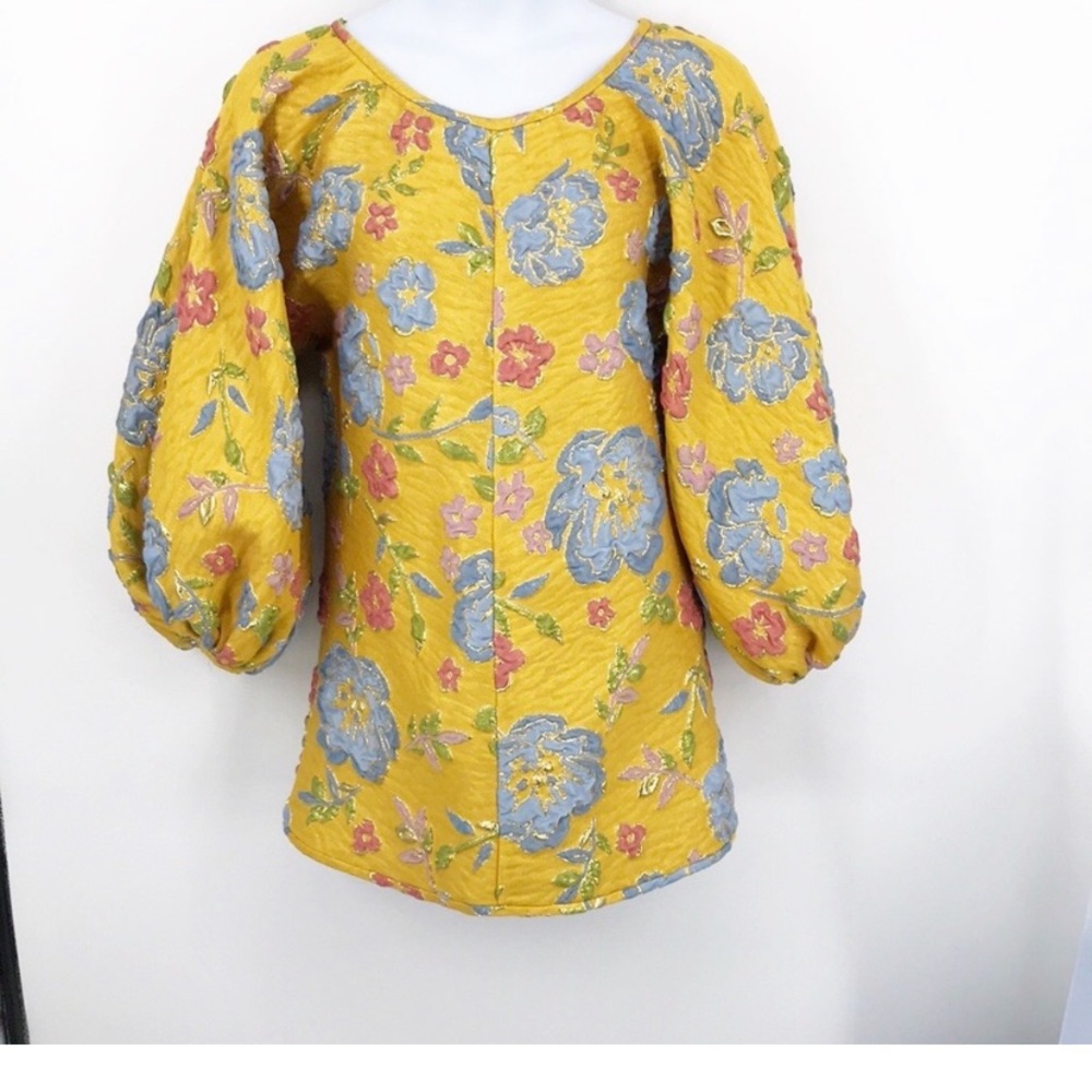 Arianne Elmy  Yellow Jacquard Good Luck Dress Size 8-10